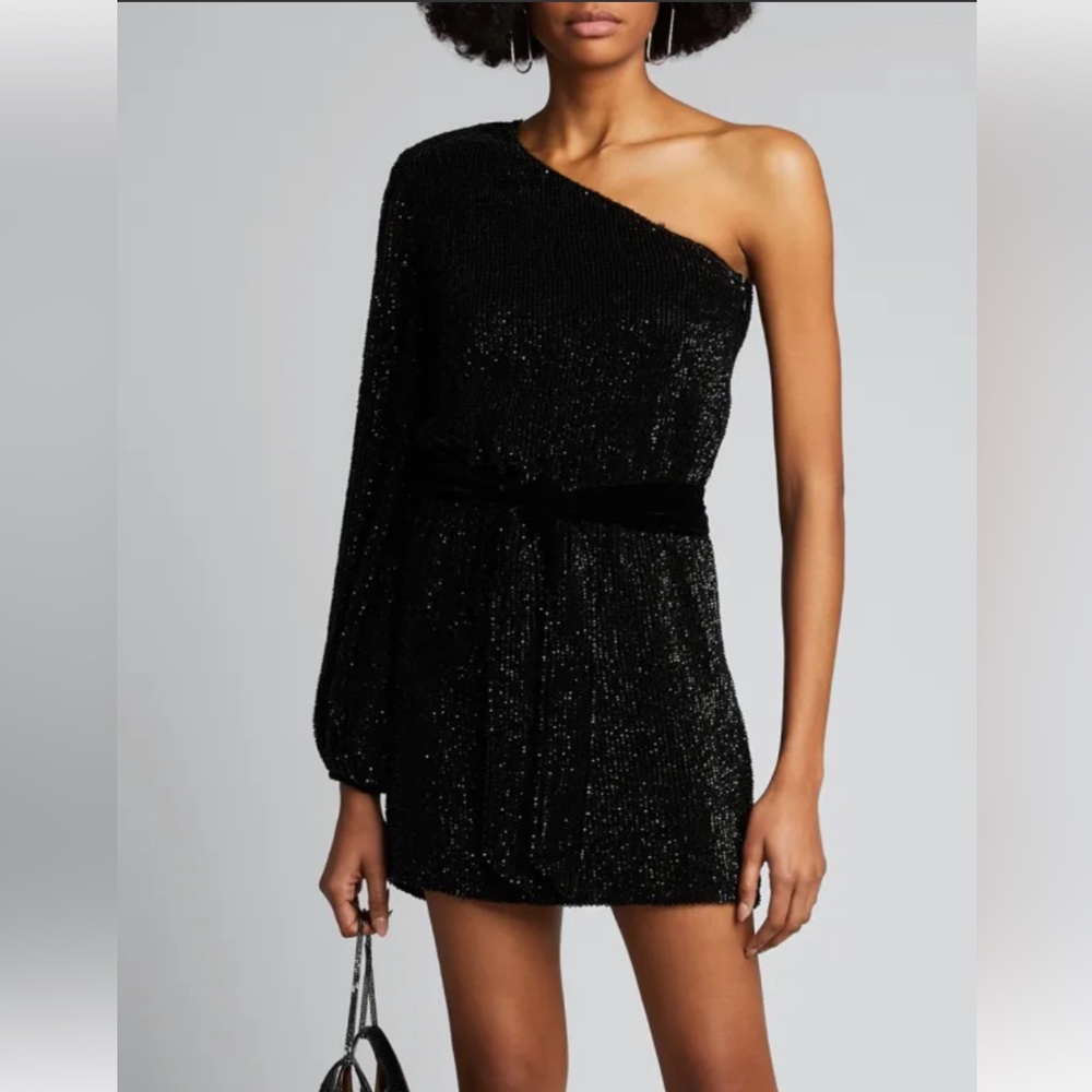 Retrofete one shoulder black dress